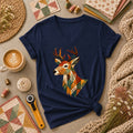 Patchwork Fall Deer Head Women's V-Neck