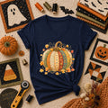 Patchwork Fall Pumpkin Women's V-Neck