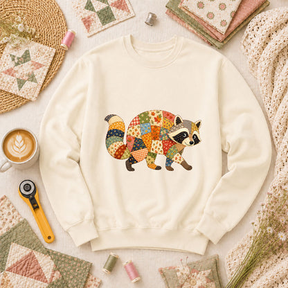 Patchwork Fall Raccoon Long Sleeve - Natural