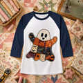Patchwork Ghost With Halloween Squares Raglan Sleeve
