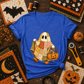 Patchwork Ghost With Pumpkin Sewing Basket Women's V-Neck