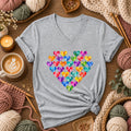 Patchwork Hearts Heart Shape Women's V-Neck