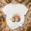 Patchwork Hedgehog Pincushion Cottage Women's V-Neck