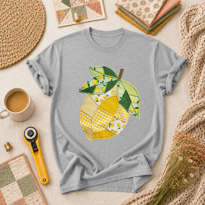 Patchwork Lemon Fruit Quilter T-Shirt - Athletic Heather