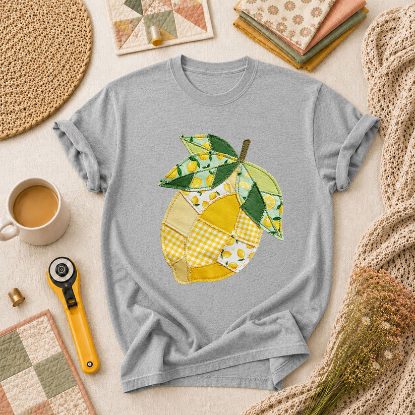 Patchwork Lemon Fruit Quilter T-Shirt - Athletic Heather