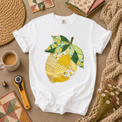 Patchwork Lemon Fruit Quilter T-Shirt - White