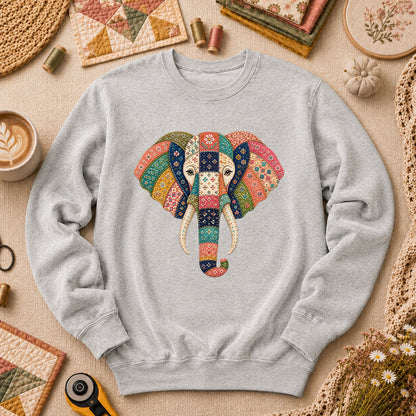 Patchwork Quilt Elephant Head Long Sleeve - Sport Grey