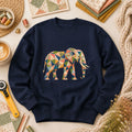 Patchwork Quilt Elephant Silhouette Long Sleeve