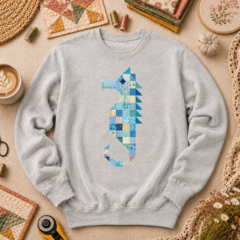 Patchwork Quilt Seahorse Long Sleeve - Sport Grey