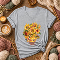 Patchwork Sunflowers In Vase Women's V-Neck