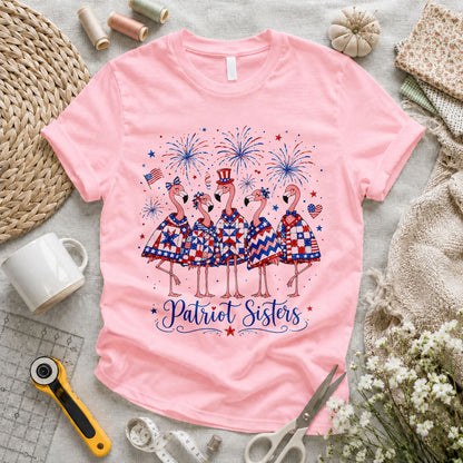 Patriot Sisters Flamingos Quilted Outfits - Pink flatlay