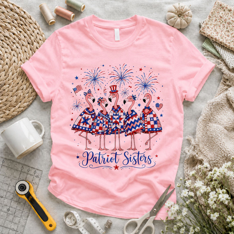 Patriot Sisters Flamingos Quilted Outfits - Pink flatlay