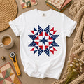 Patriotic American Flag Quilt Star Red White Blue T-Shirt