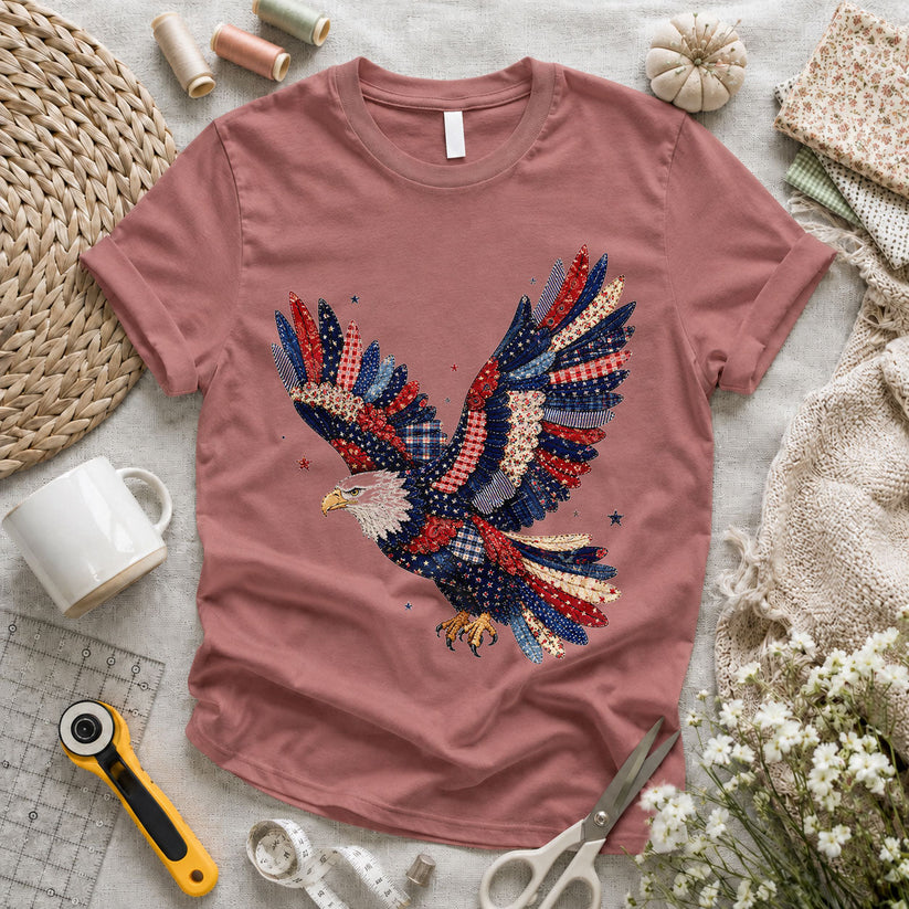 Patriotic Eagle Sequin Quilted Wings Floral - Pink view 2