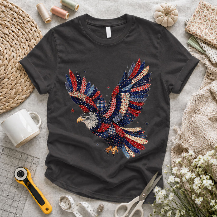 Patriotic Eagle Sequin Quilted Wings Floral - Pink view 3