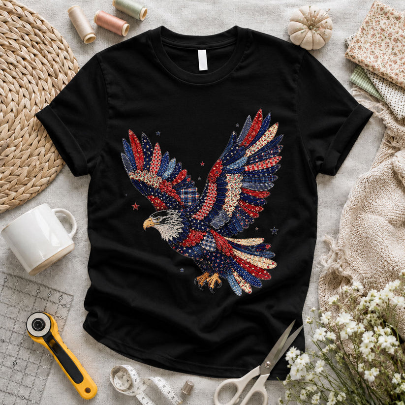 Patriotic Eagle Sequin Quilted Wings Floral - Pink view 4