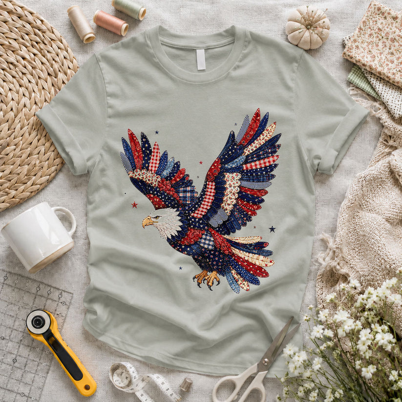 Patriotic Eagle Sequin Quilted Wings Floral - Pink view 5