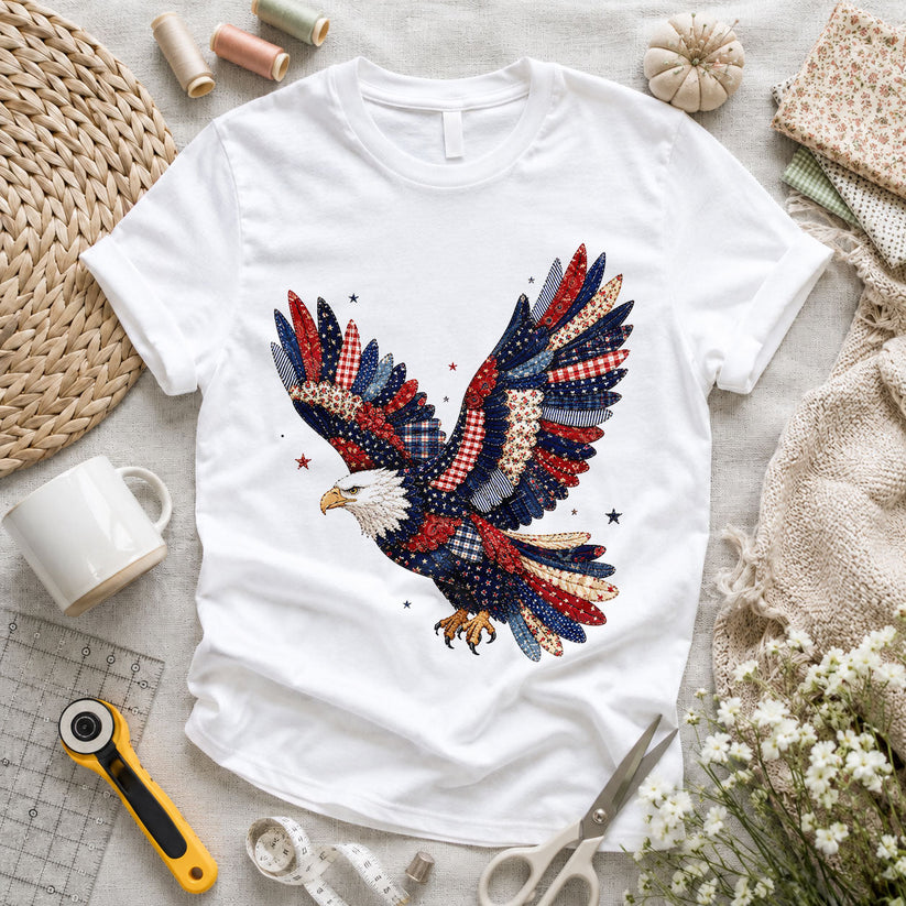 Patriotic Eagle Sequin Quilted Wings Floral - Pink view 6