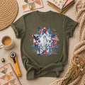 Patriotic Quilt Block Statue Of Liberty Floral T-Shirt