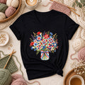 Patriotic Quilt Block Wildflower Bouquet Women's V-Neck