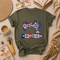 Patriotic Sewing Machine Stars Stripes Quilt Blocks T-Shirt