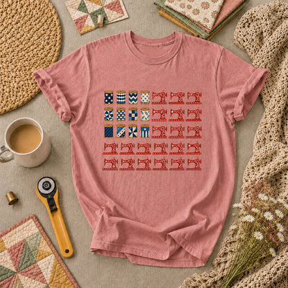 Patriotic Sewing Machines And Thread Spools T-Shirt - Heather Mauve