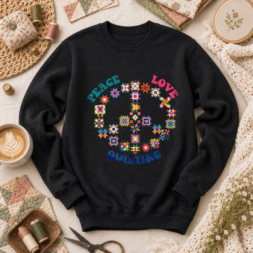 Peace Love Quilting Long Sleeve - Black