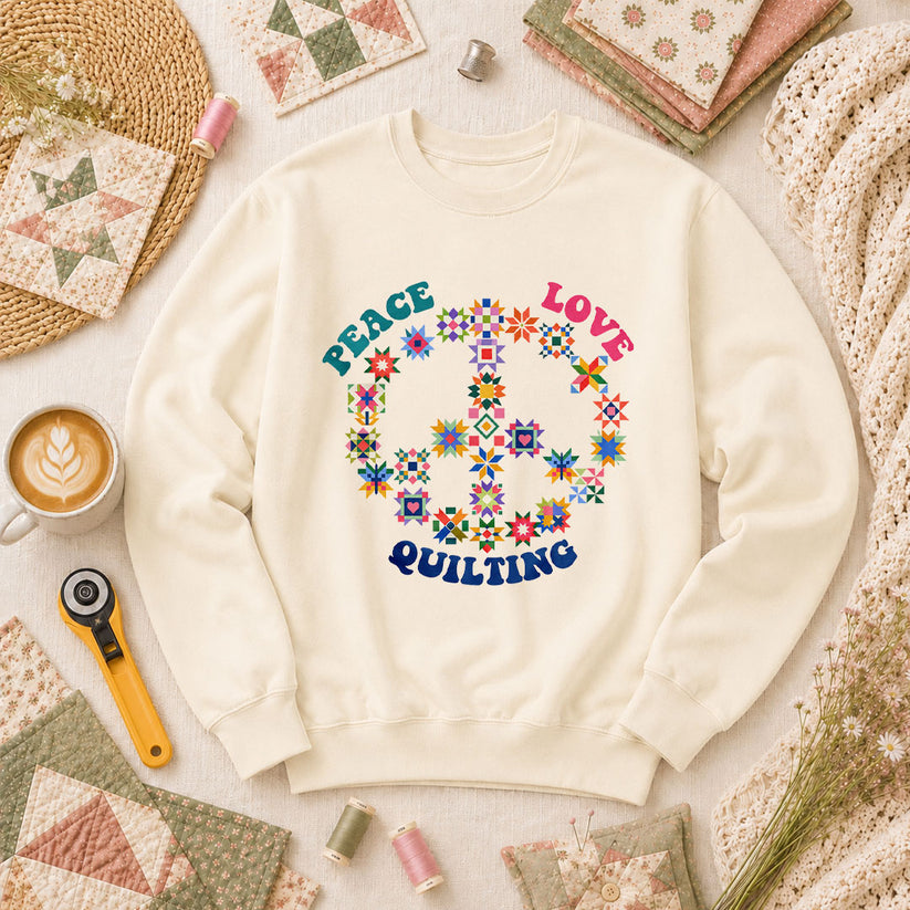 Peace Love Quilting Long Sleeve - Natural