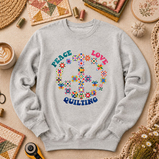 Peace Love Quilting Long Sleeve - Sport Grey