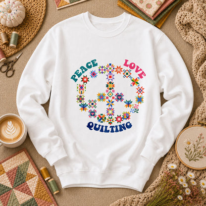 Peace Love Quilting Long Sleeve - White