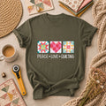 Peace Love Quilting Quilt Blocks Heart T-Shirt