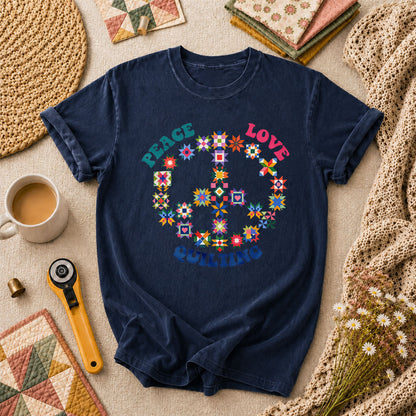 Peace Love Quilting T-Shirt - Navy