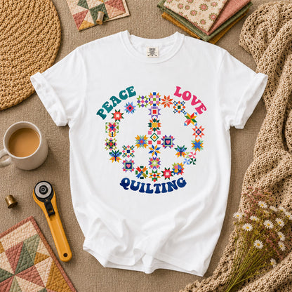 Peace Love Quilting T-Shirt - White