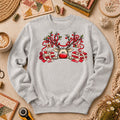 Peeking Red Nose Reindeer With Holly And Fat Quarters Long Sleeve