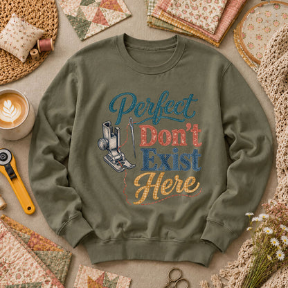 Perfect Dont Exist Here Quilter Long Sleeve - Military Green
