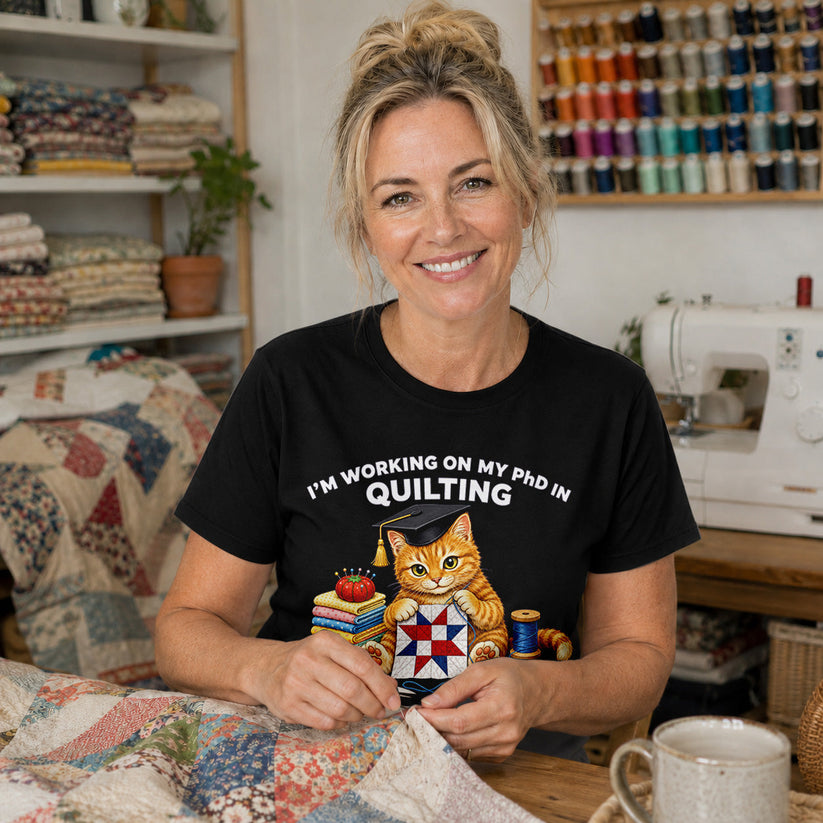 PhD In Quilting Cat T-shirt