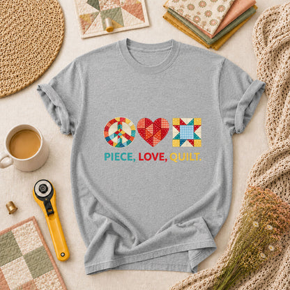Piece Love Quilt Peace Quilting T-Shirt - Athletic Heather