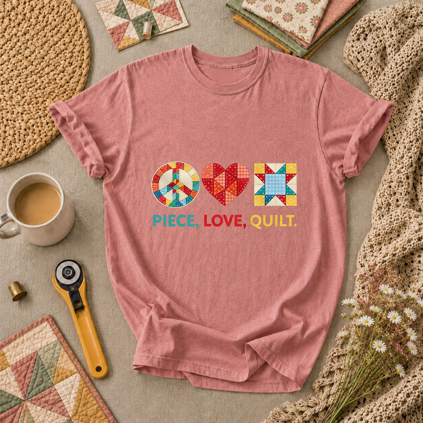 Piece Love Quilt Peace Quilting T-Shirt - Heather Mauve