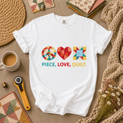 Piece Love Quilt Peace Quilting T-Shirt - White