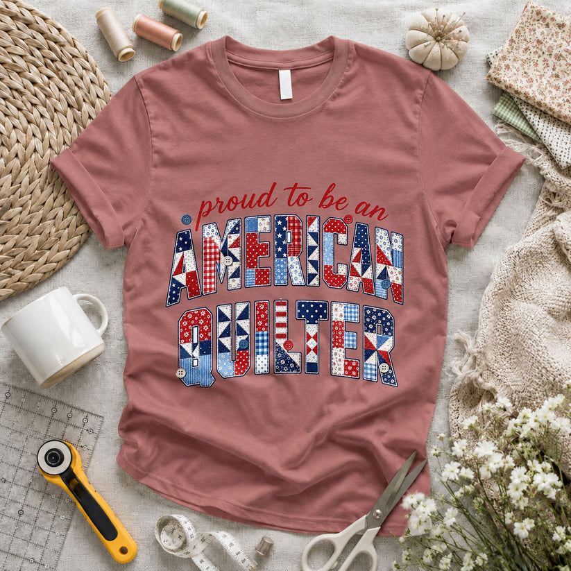 Proud to be an American Quilter Patchwork - Pink view 2