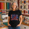 Proudly Binding Our Country From Its Birth USA Map Quilted Tee | Patriotic Quilter Heritage T-Shirt