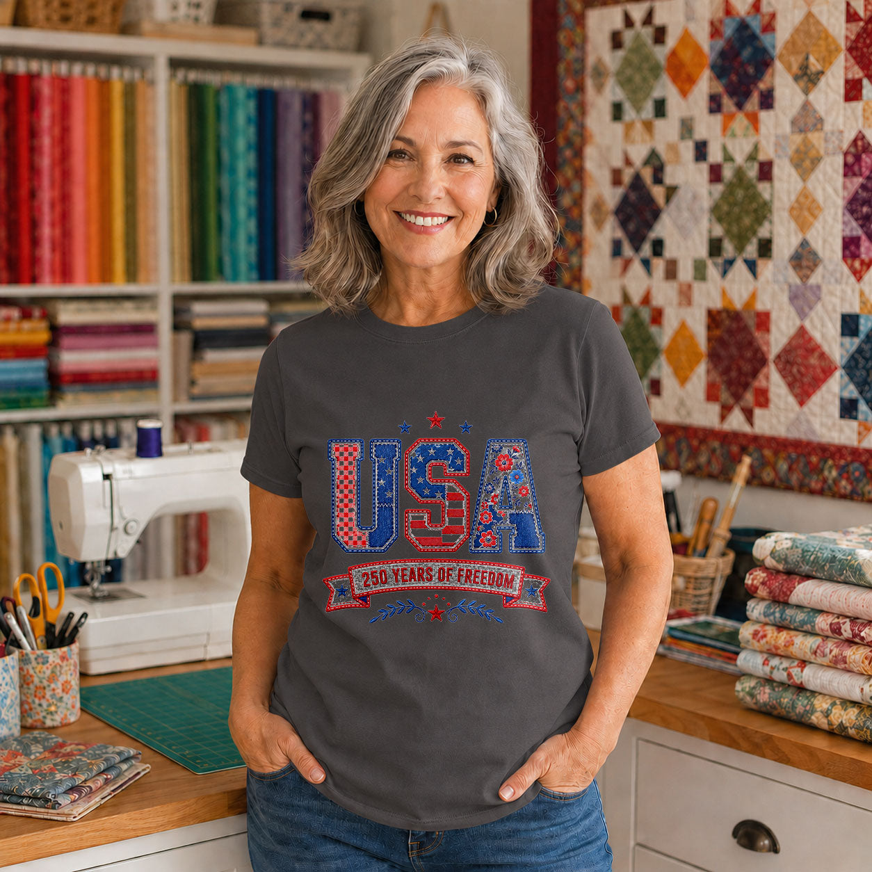 Proudly Binding Our Country USA Map Quilted - Black view 2