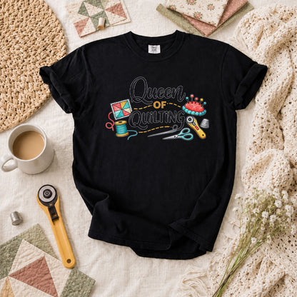 Queen Of Quilting Crown T-Shirt - Black