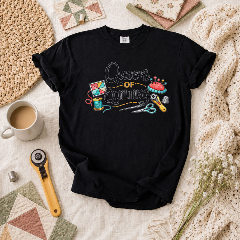 Queen Of Quilting Crown T-Shirt - Black