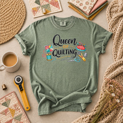 Queen Of Quilting Crown T-Shirt - Forest Green