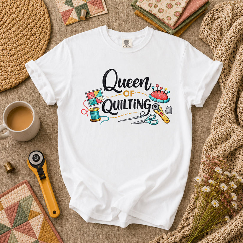 Queen Of Quilting Crown T-Shirt - White