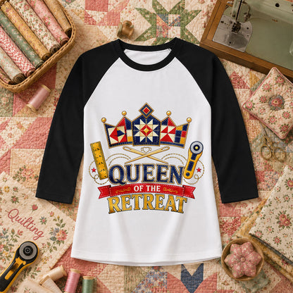 Queen Of The Retreat Quilter Raglan Sleeve - Black