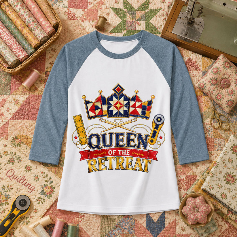 Queen Of The Retreat Quilter Raglan Sleeve - Denim