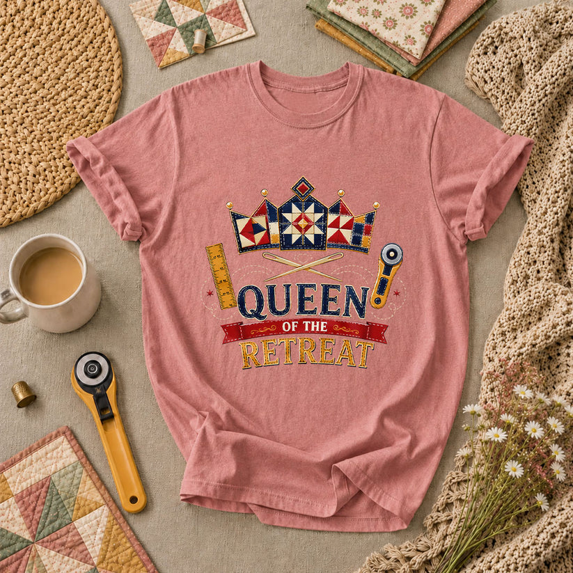 Queen Of The Retreat Quilter T-Shirt - Heather Mauve