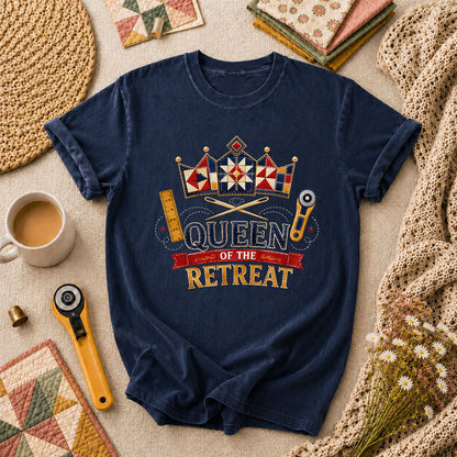 Queen Of The Retreat Quilter T-Shirt - Navy